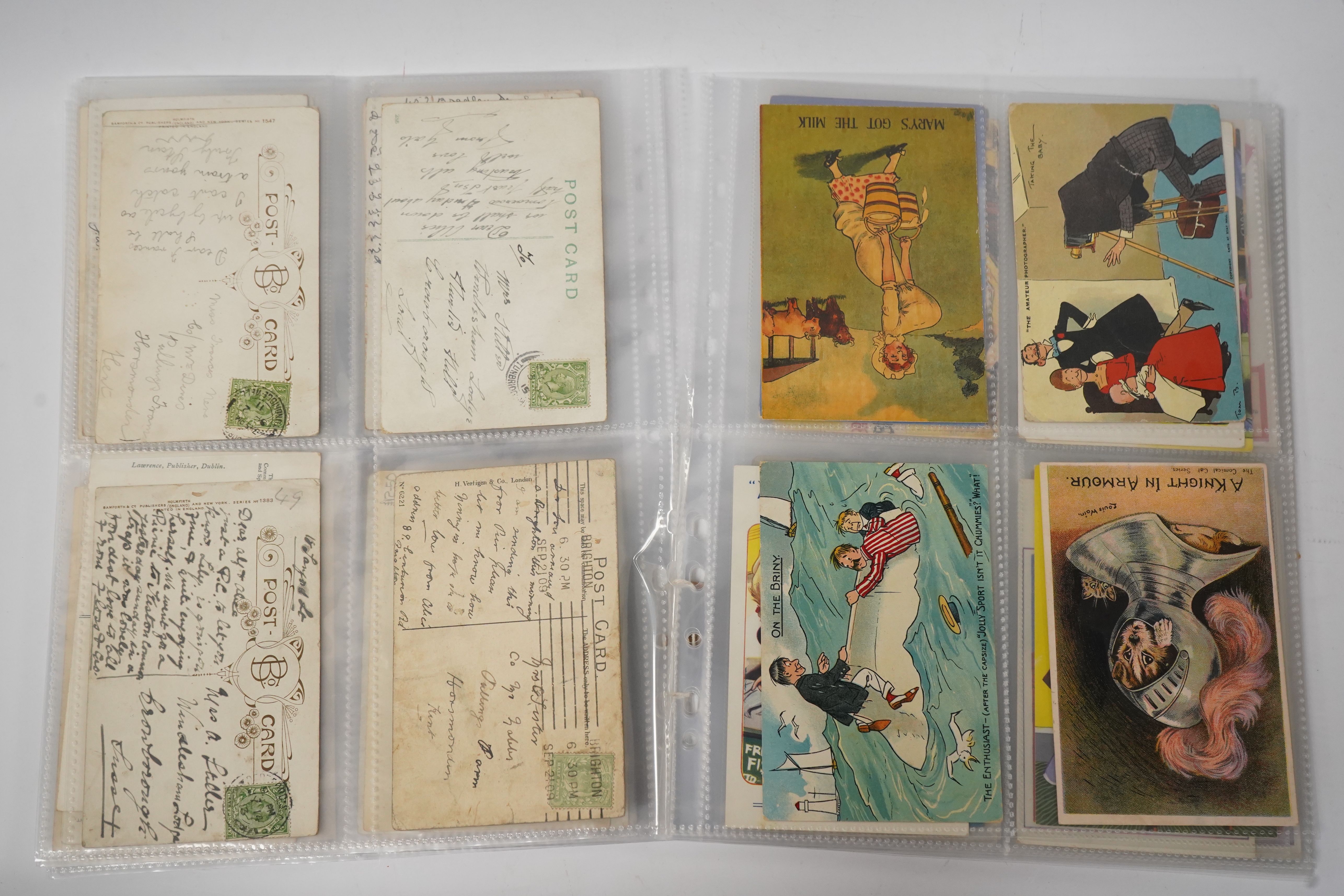 A group of seventy eight assorted postcards, mostly seaside humour, novelty and greetings, including Mabel Lucie Attwell